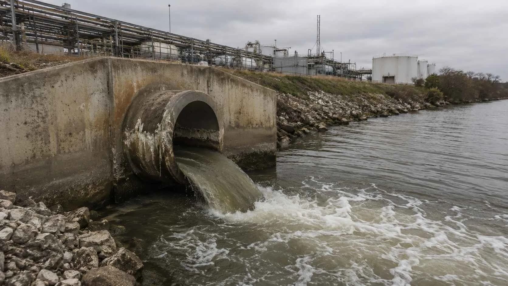 Industrial water reclamation facility showing dual 210E reuse and TPDES discharge permit pathways.