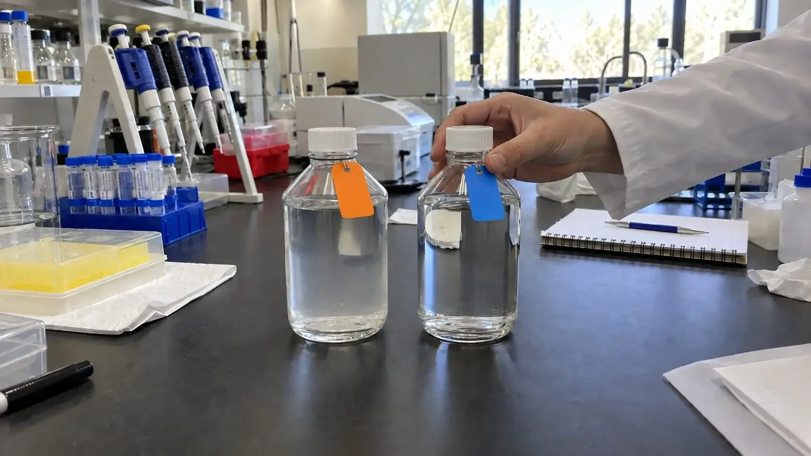 Turbidimeter testing station checking water against a quality threshold