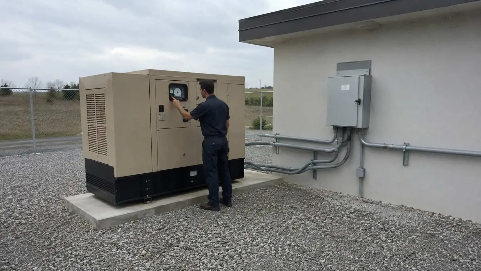 Standby generator installed beside a package plant