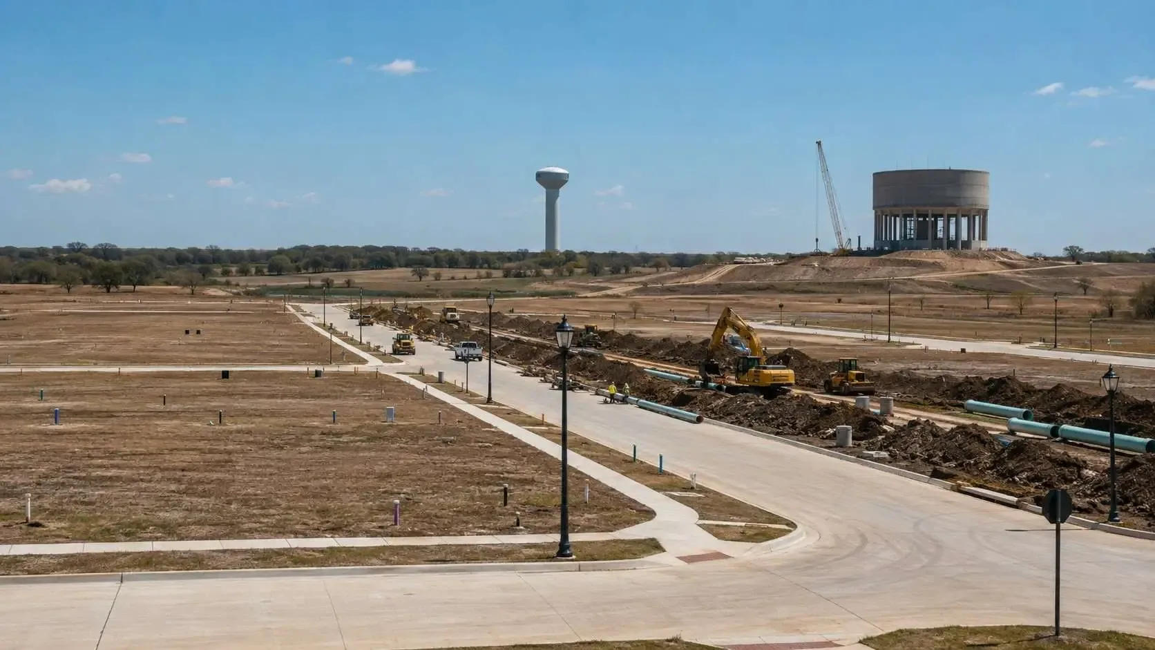 McKinney Collin County master planned community with utility infrastructure under construction.