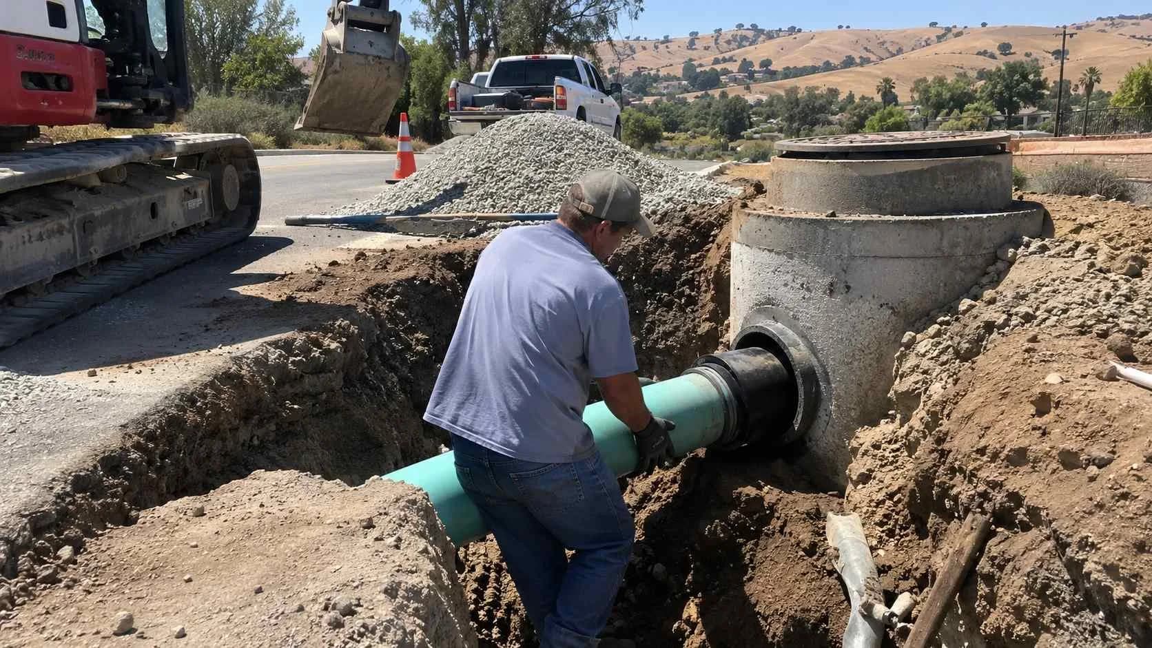 New sewer lateral connection to a California municipal main