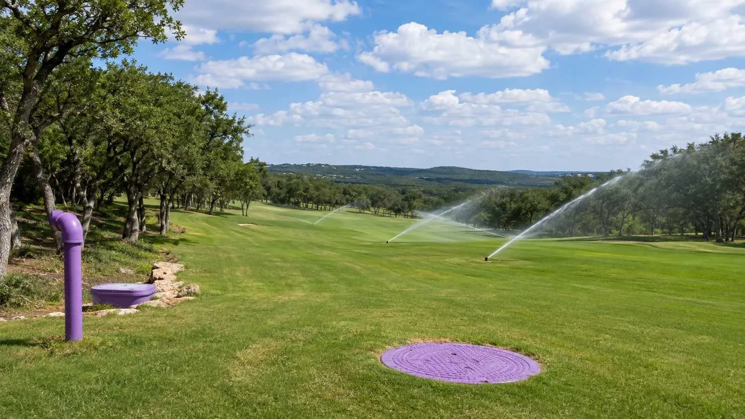 Reclaimed water irrigation system serving Austin area golf course.