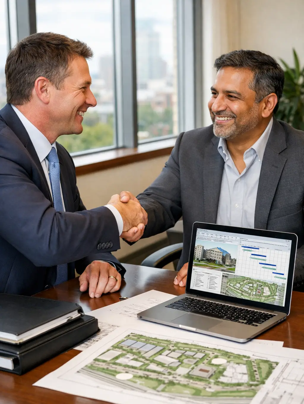 Texas land consultant reviewing site development plans with engineering partnership support