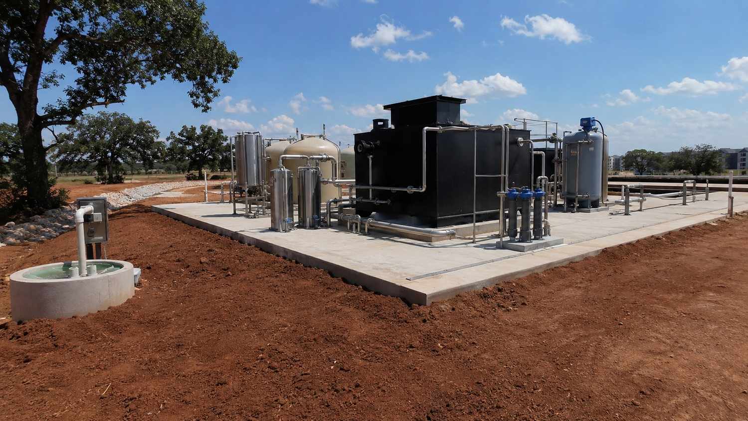 Texas wastewater reclamation facility under construction, representing MES 210E authorization services.