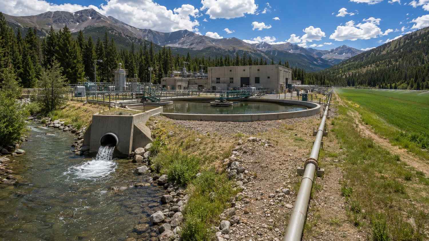 Colorado mountain wastewater treatment plant with dual discharge and reuse infrastructure evaluated by Modern Engineering Solutions.