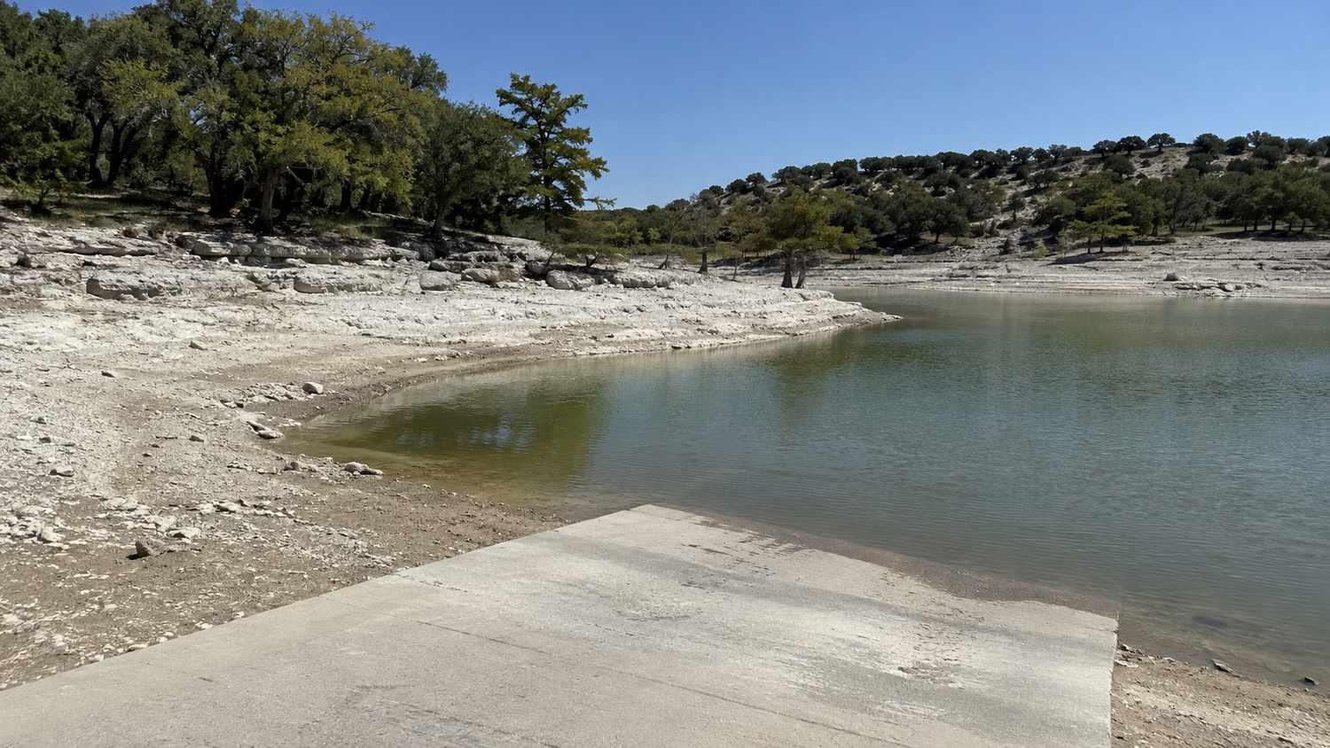 Highland Lakes reservoir storage level in Central Texas, representing MES LCRA drought curtailment risk evaluation.