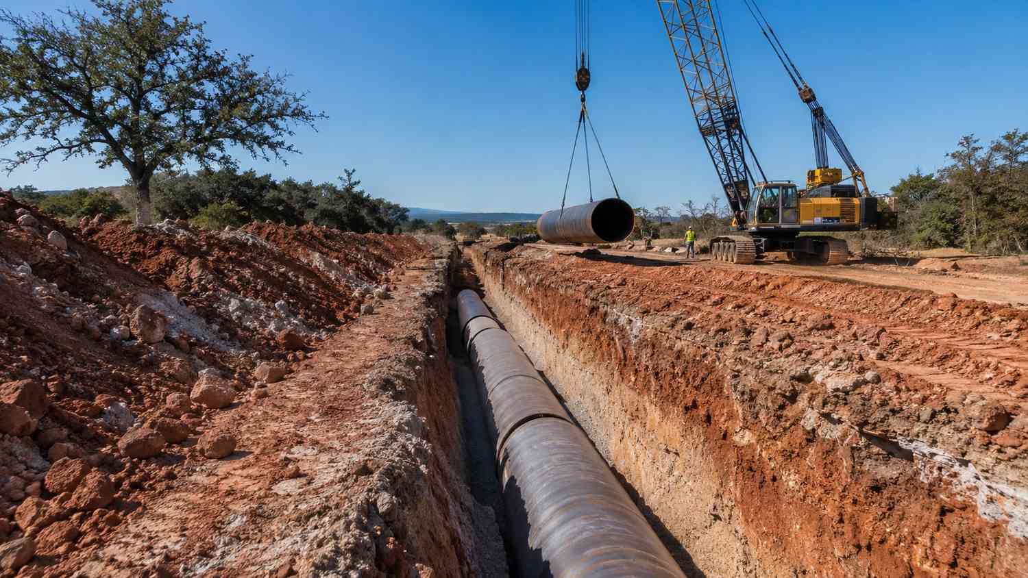 Regional wholesale water transmission main installation in Tarrant County, representing MES wholesale provider coordination.
