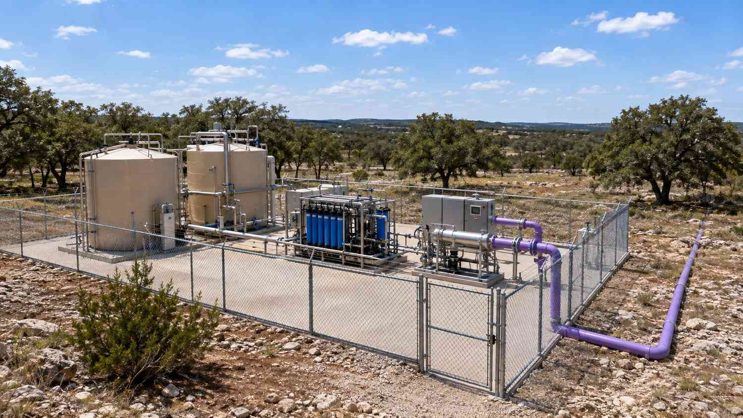 Reclaimed water treatment facility producing Type I effluent in Central Texas, representing MES Chapter 210 system design.