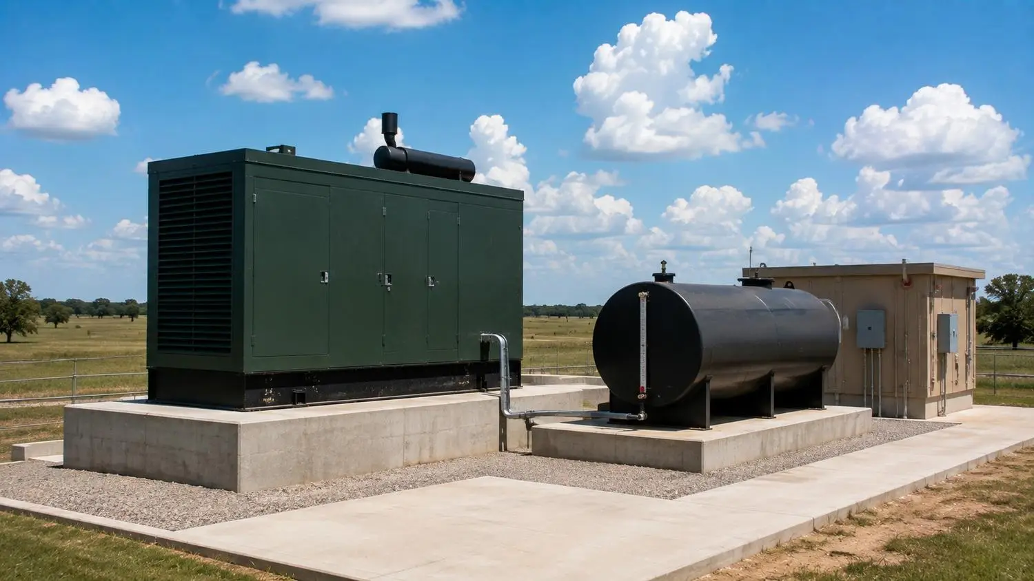 Properly elevated backup generator and fuel storage at Houston area wastewater facility, representing MES storm resilience design.
