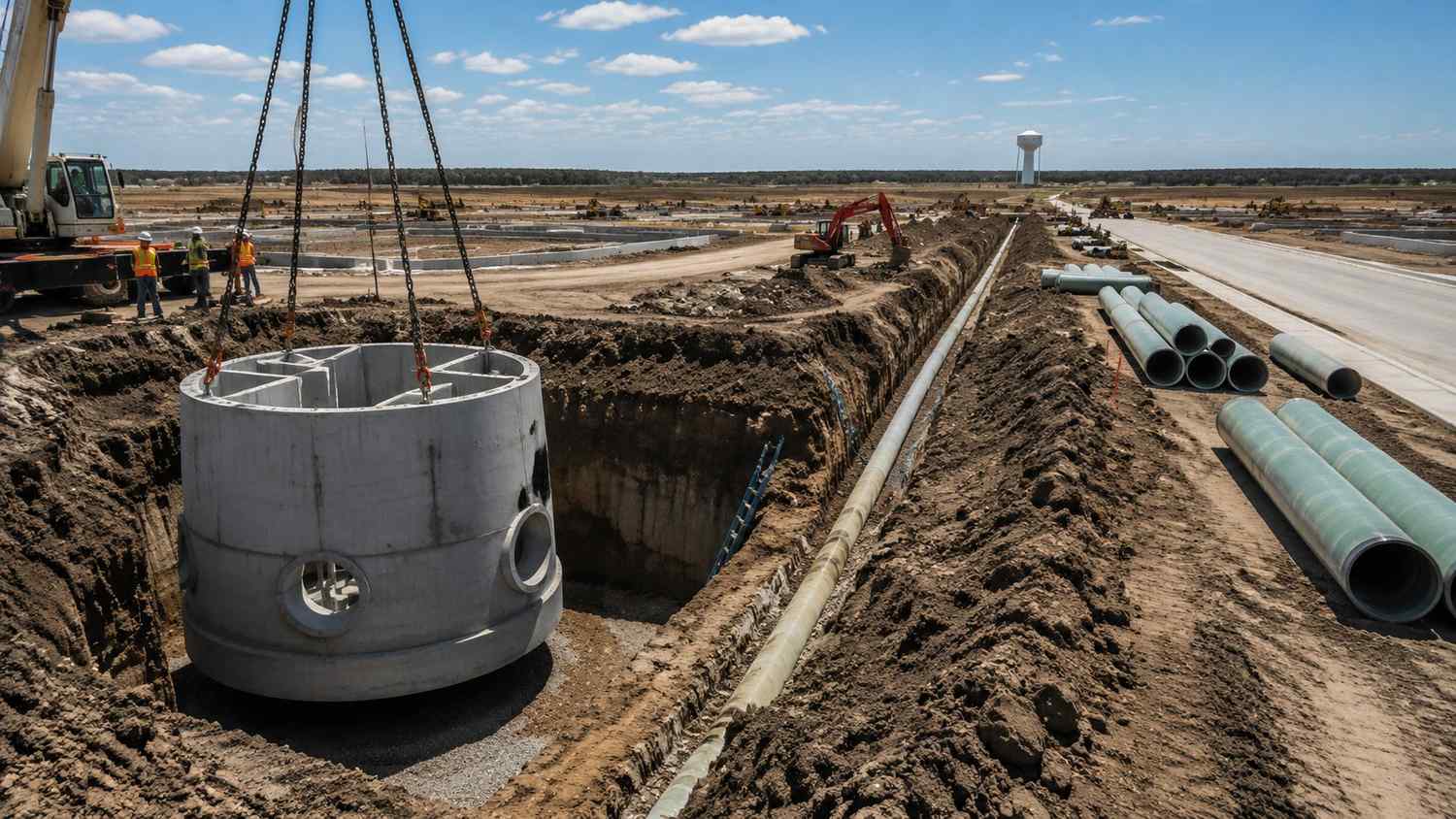 Lift station installation at McKinney master planned community serving multiple development phases, representing MES phased sizing services.