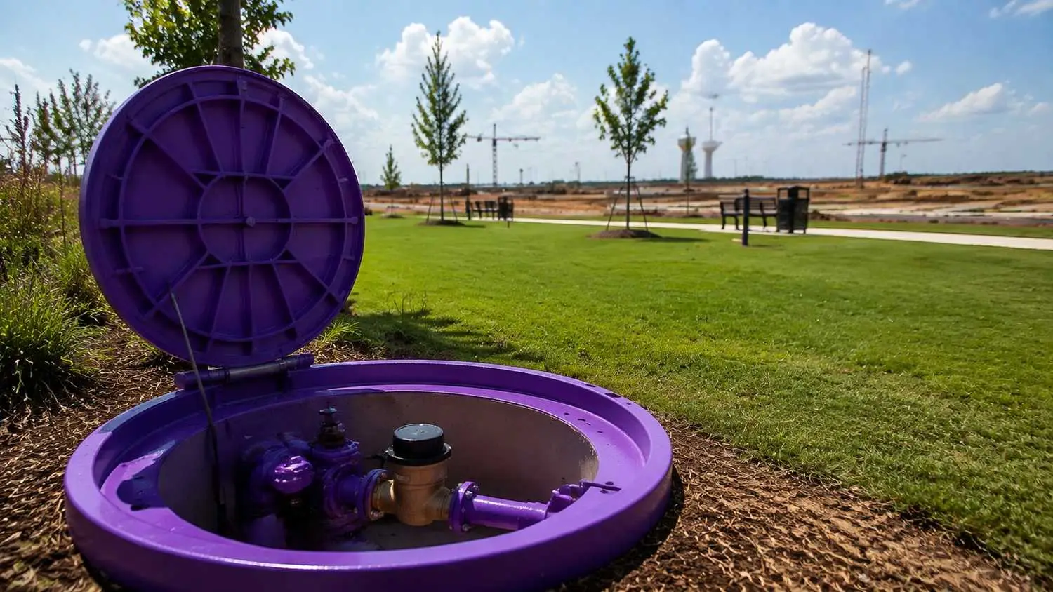 Reclaimed water irrigation serving McKinney master planned community common areas, representing MES Chapter 210 phased reuse planning.